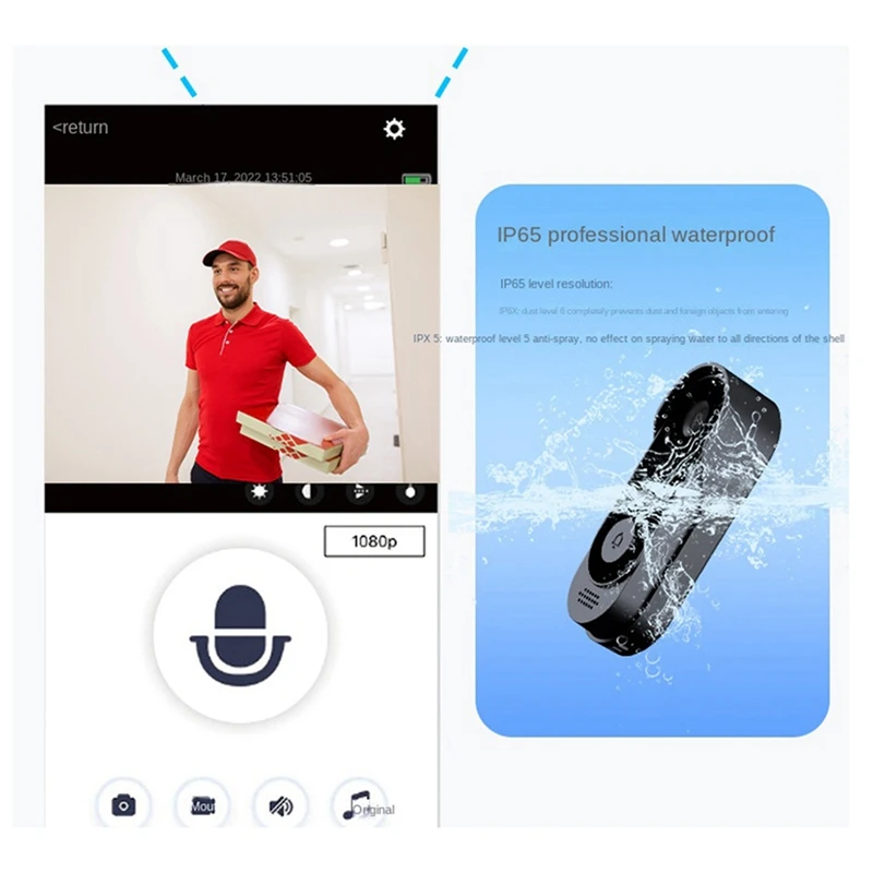 Tuya-Campainha De Vídeo Sem Fio, Wi-Fi, HD, Exterior, Telefone, Suporte De Câmera, Intercomunicador De Vídeo De Segurança