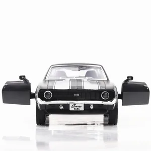 1:36 Chevrolet USA 1969 Camaro SS Vintage Black matte diecast metal car model toy for collection children A318 8 Main Sales Butacas Chevrolet Luv - №6