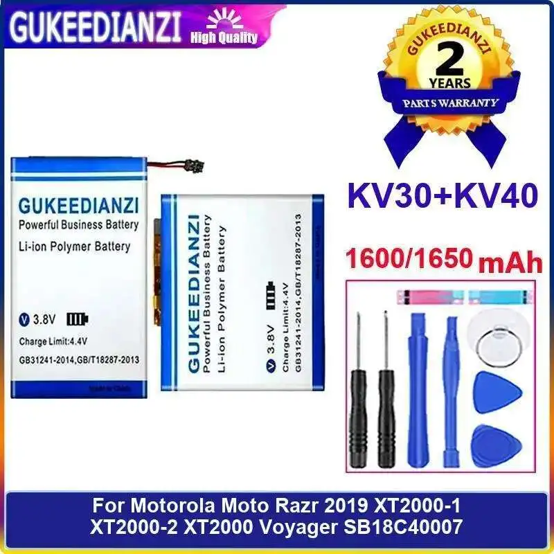 

Mobile Phone Battery KV30+KV40 1600Mah/1650Mah For Motorola Moto Razr 2019 XT2000-1 XT2000-2 XT2000 Voyager SB18C40007