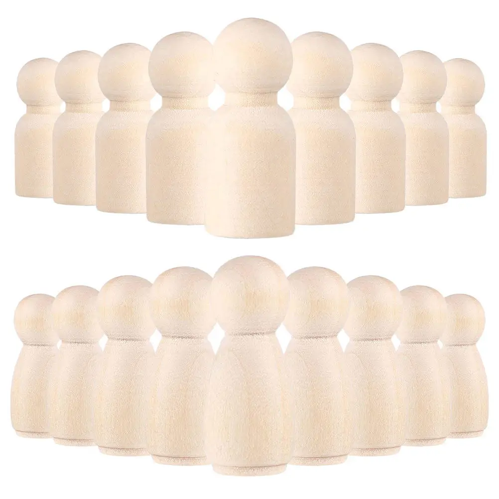 20Pcs Wooden Peg Bulk Set DIY Painting Craft Kit Kids Creative Play Unpainted Mini People Figures Family Bonding Activity