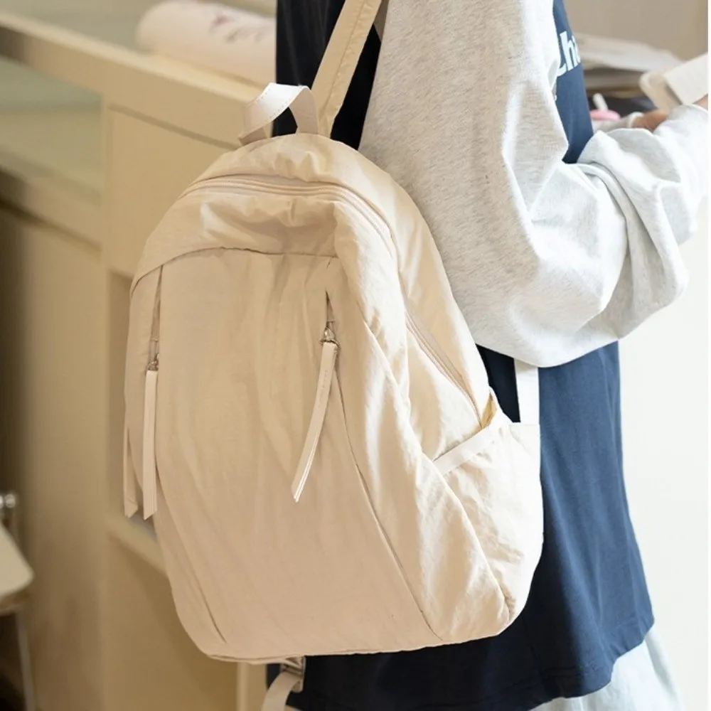 Fashion Solid Color Travel Backpack Lightweight Versatile Nylon Backpack Large Capacity Multi-pocket Student Schoolbag Outdoor