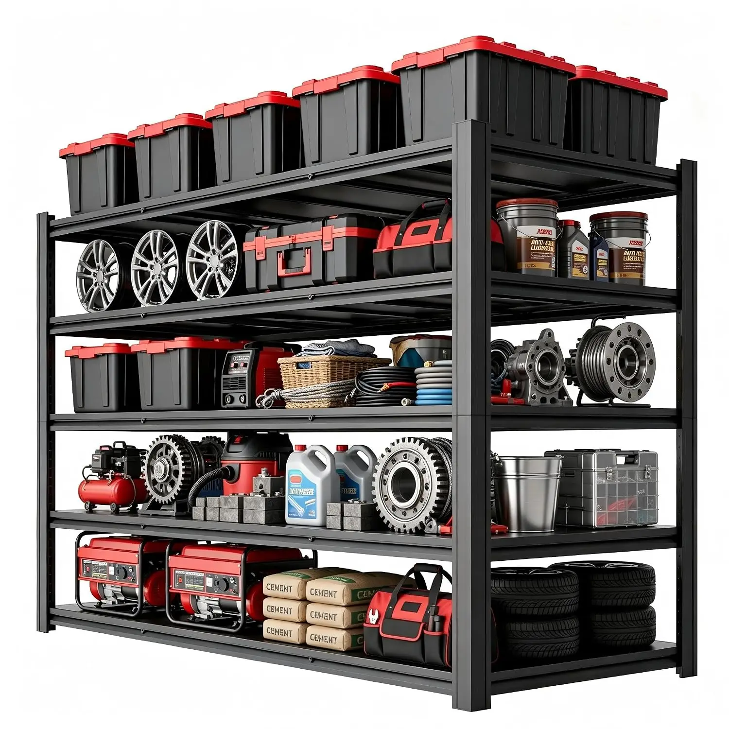 5-Tier Heavy Duty Garage Shelving, 5000 LBS Capacity Metal Storage Shelves, 62