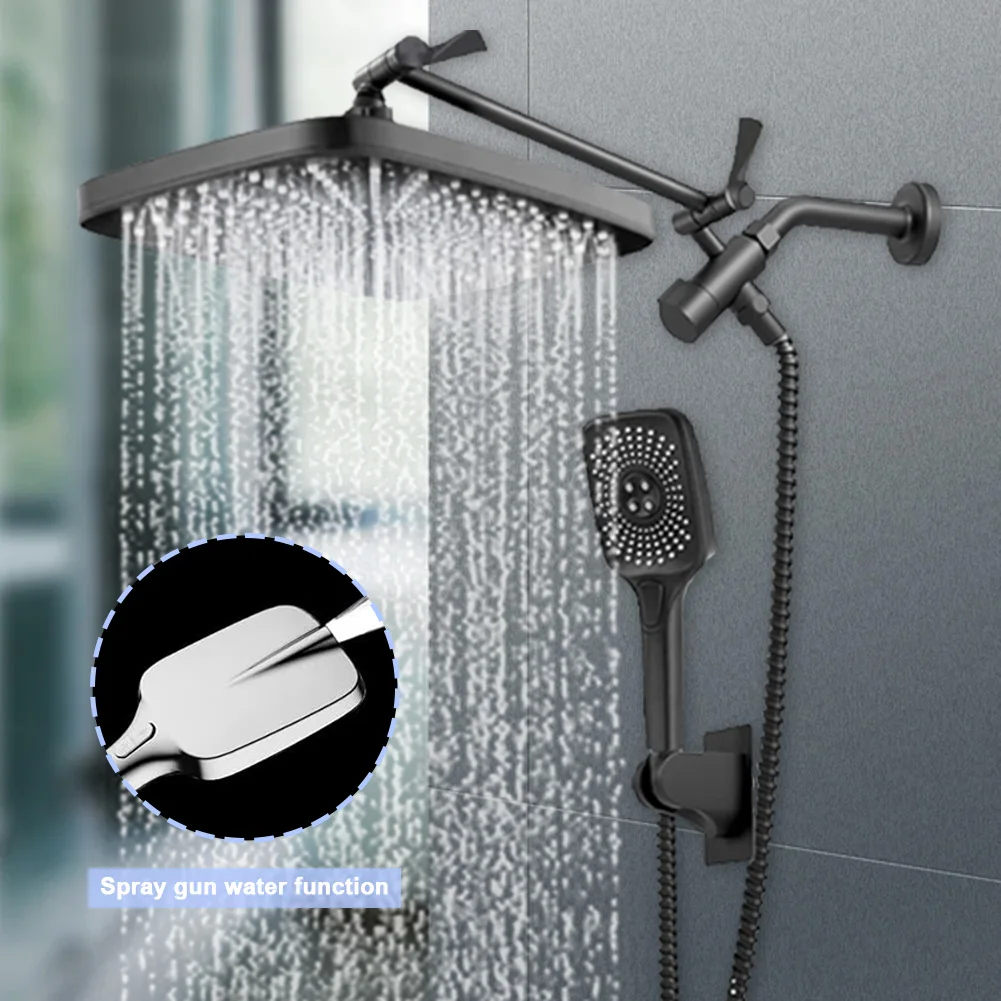 

12'' Large Panel Shower Head Bathroom Rainfall Shower Heads 4 Mode High Pressure Massage Showerhead Filter Element Spray Shower