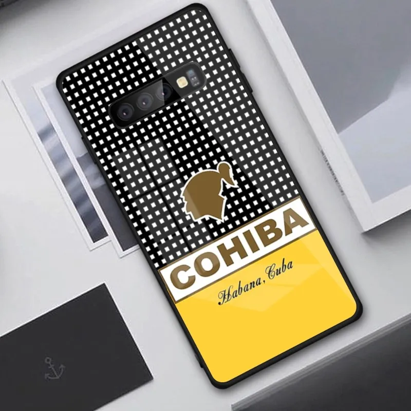 C-COHIBA Luxury Phone Case for Samung S23 S22 S21 Pro Ultra A13 A33 A53 NOTE 20 PC Glass Cover Funda Shell