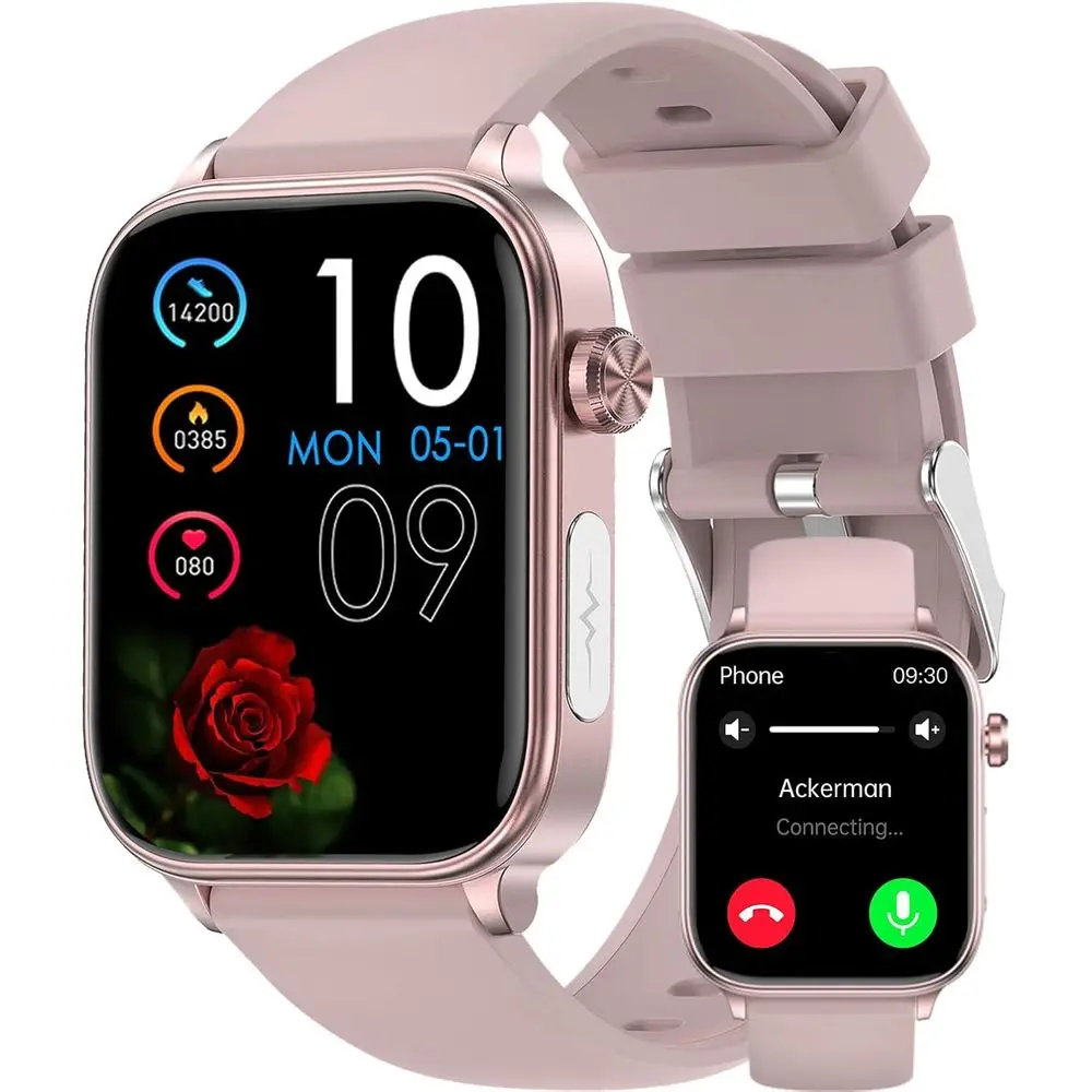 

Мужские и женские умные часы, 1,96-дюймовый HD-экран с сенсорным управлением, 100+ видов спорта, измерение артериального давления, частоты сердечных сокращений, уровня кислорода в крови, мониторинг сна, IP68