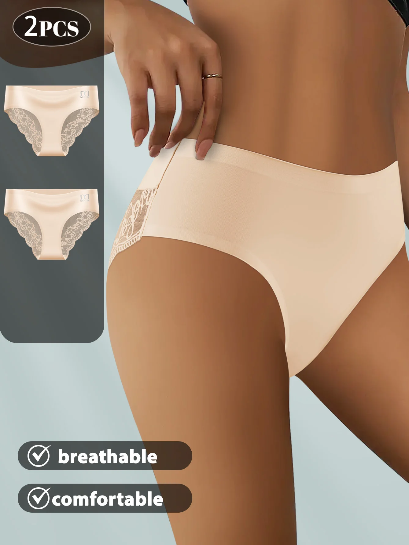 

Женские кружевные трусы из 2 штук — средняя посадка, элегантная кружевная отделка, мягкая дышащая ткань, удобная эластичная посадка для свиданий в ночное время