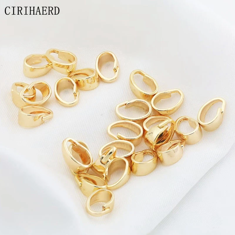 

Necklace Pendants Connectors 14K Gold Plated Brass Metal Melon Seeds Clasps Pinch Bail Clasps Hook Clips For Jewelry Accessories