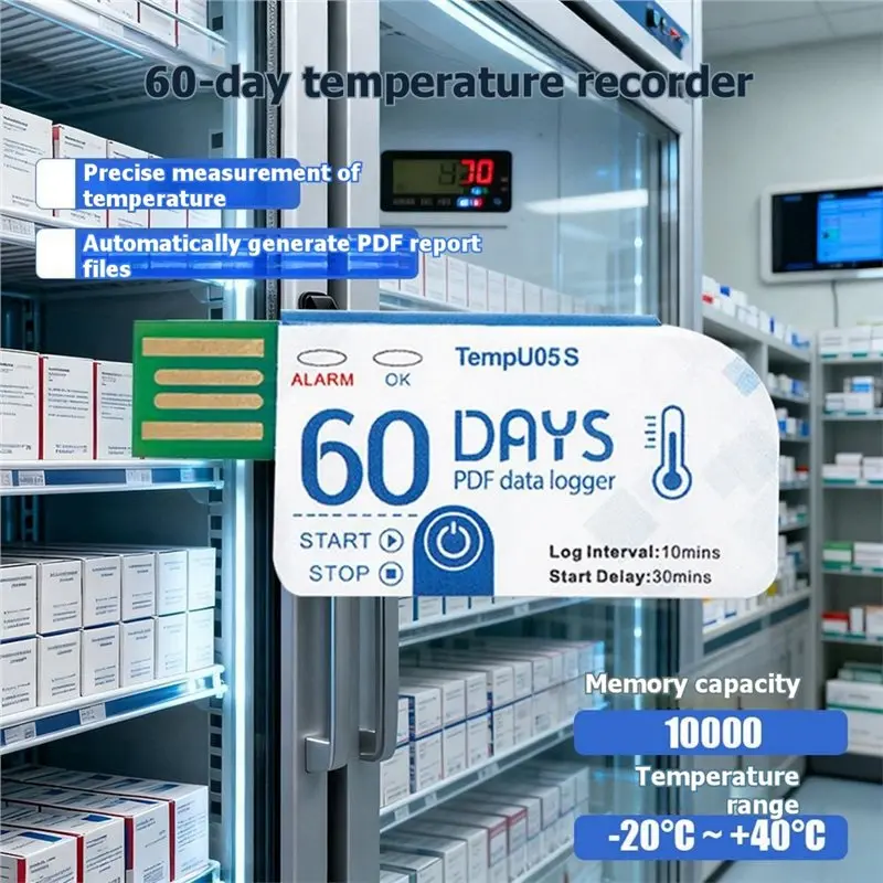 2026 New USB Temperature Data Logger 5 Pieces Tempu05s 60-Day Single-Use Analyzer PDF Reports