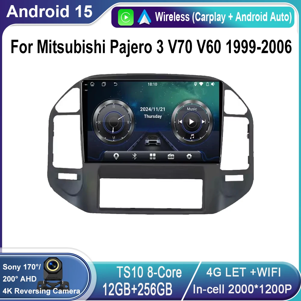 

Android Head Unit For Mitsubishi Pajero 3 V70 V60 1999-2006 Car Auto Radio Carplay Multimedia GPS Navigation WIFI+4G No 2din DVD
