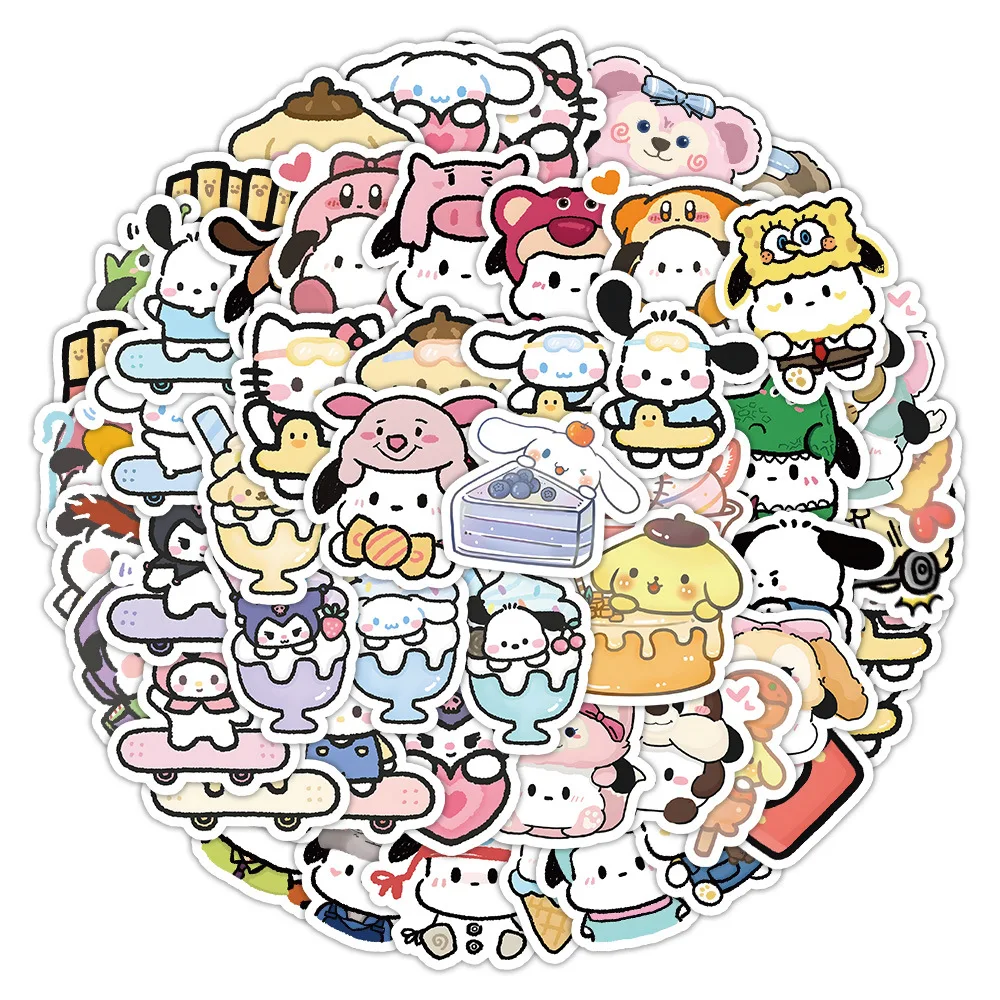 New100cartoon Q Version of Sanrio Stickers Instagram Korean High Appearance Level Mobile Phone Case Notebook Decorative Stickers