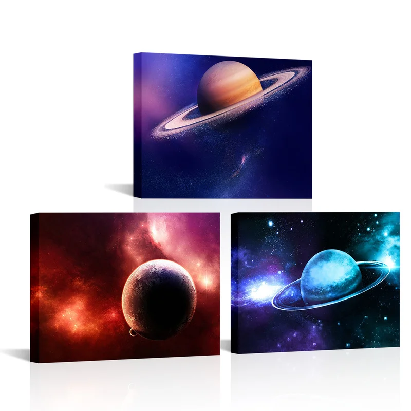 

3 Pieces Beautiful Planet Poster Home Decor Universe Scenery Print Canvas Art Modern Style Picture Living Room Wall Art