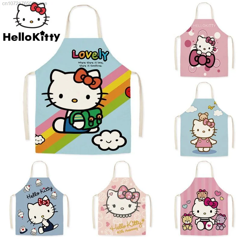 

Sanrio Hello Kitty Apron For Women Cooking Waterproof Aprons With Backing Rope Bathroom Cleaning Tools House Kitchen Accessories