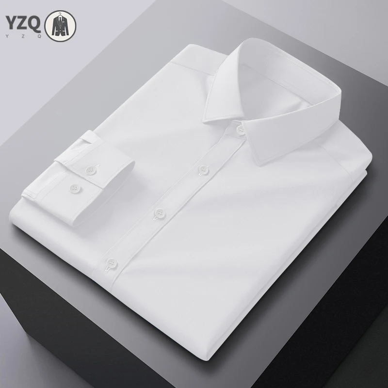 Herren-Business-Casual-Langarmhemd, einfarbig, knitterfrei, bequem, vielseitiges, einfarbiges Oberteil für alle Jahreszeiten