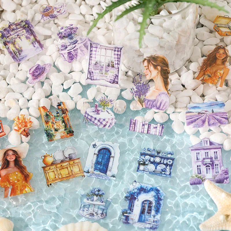 100pcs/Box PET Sticker Flower Blooming Four Seasons Stickers DIY Hand Account Background Stickers Retro Handbooks Decorative