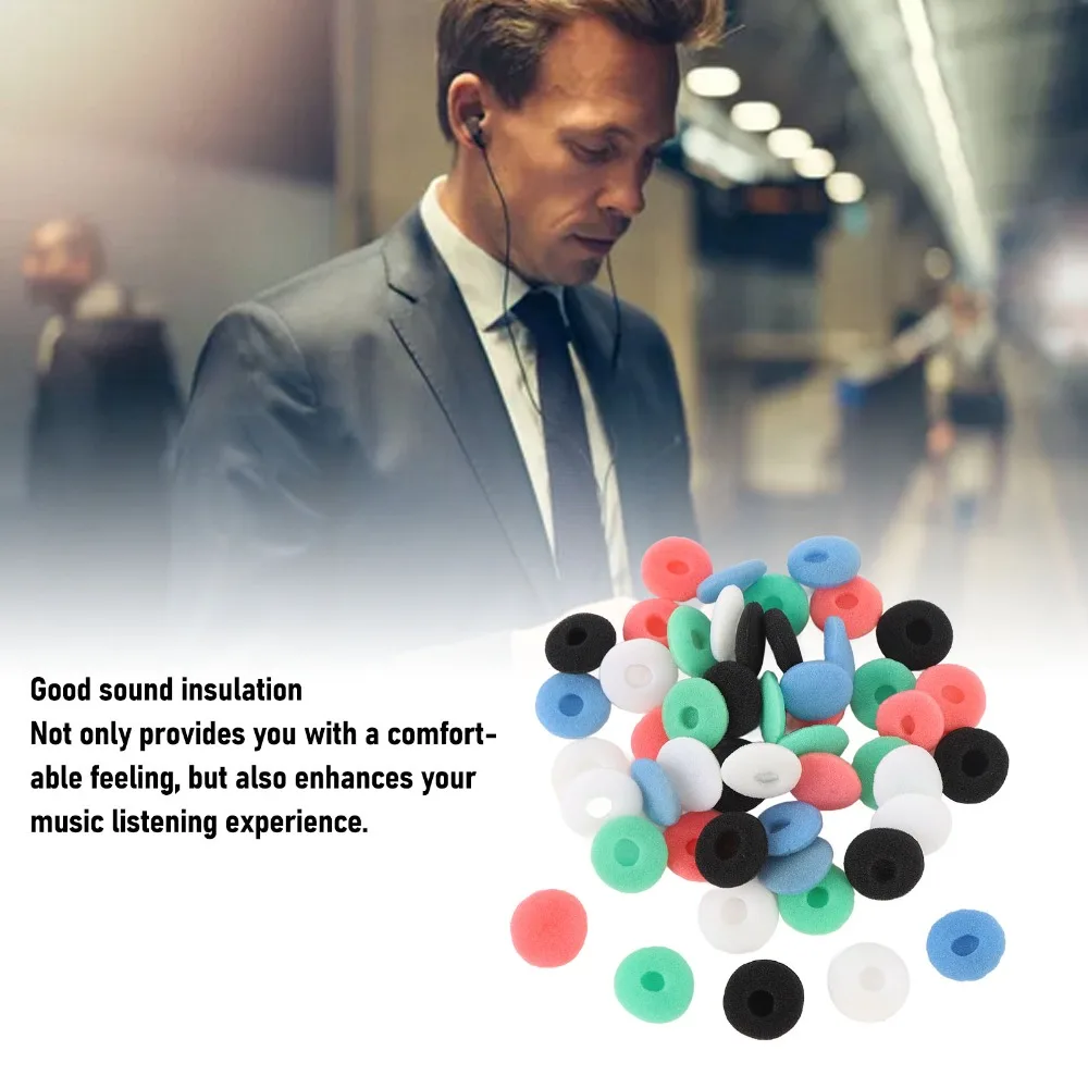 50pcs 15mm Earbud Sponge Cover Soft Foam Black White Red Blue Green Earbud Tip Earpad Ear Bud Pad Headphones Use