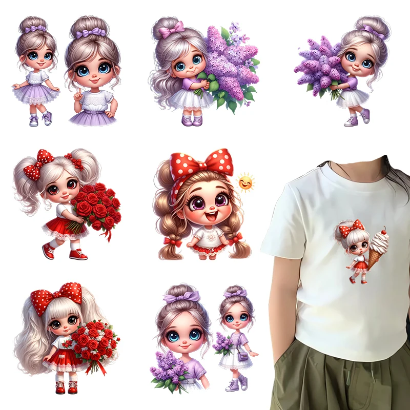 Heat Transfer Cute Doll Princess Pattern Children\'s Clothing Accessories Iron Stickers Washable Wear resistant Accessories Patch