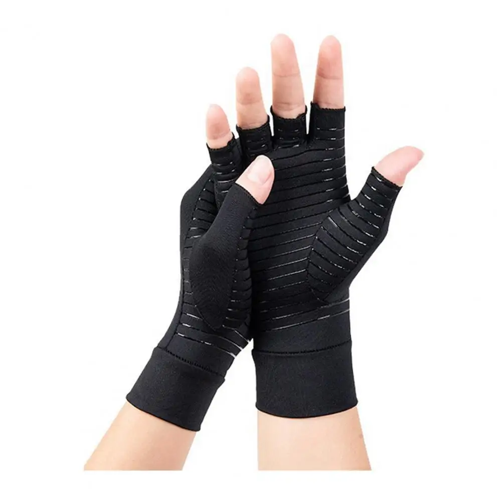Sweat-absorbent Gloves Compression Arthritis Gloves for Women Men Fingerless Hand Wraps Stretchy Fitness Gloves for Pain Relief