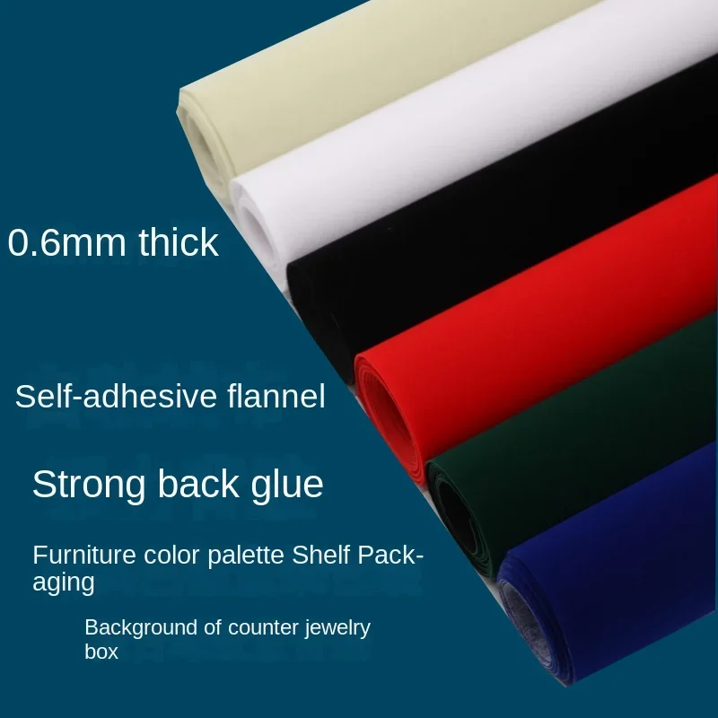 0.6mm Self-adhesive Velvet Fabric Furniture Color Board Pasting Counter Shelves Anti-collision Friction Background Gift Box