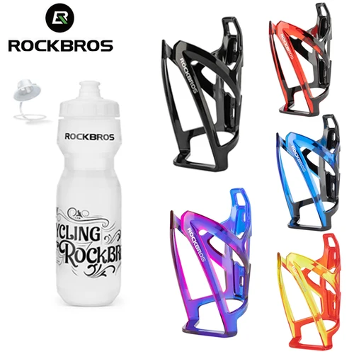 ROCKBROS-botella de agua para bicicleta de 750ml con soporte, jaula para deportes, correr, montar, acampar, senderismo, hervidor, portabotellas para bicicleta a prueba de fugas
