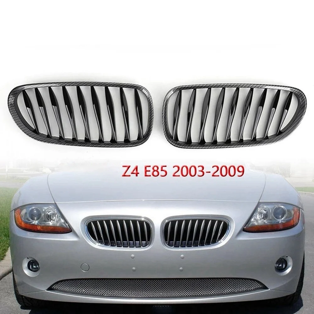 Front Fence Grill Grille ABS Carbon Fiber For BMW Z4 E85 E86 2003-2009 51117117757 51117117758-A61E view 2
