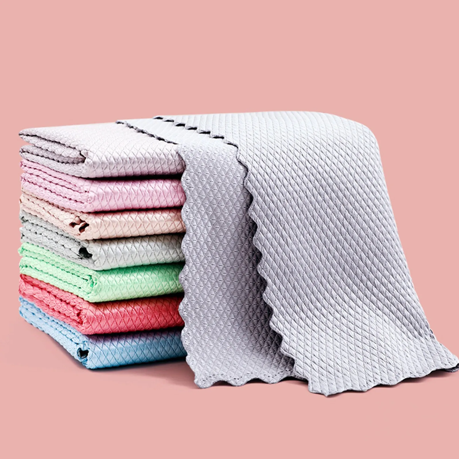 

Утолщенная кухонная впитывающая тряпка с замком по краям в полоску, бытовая чистка, коралловый флис, ткань для мытья посуды, антипригарная масляная губка для мытья посуды, хит продаж