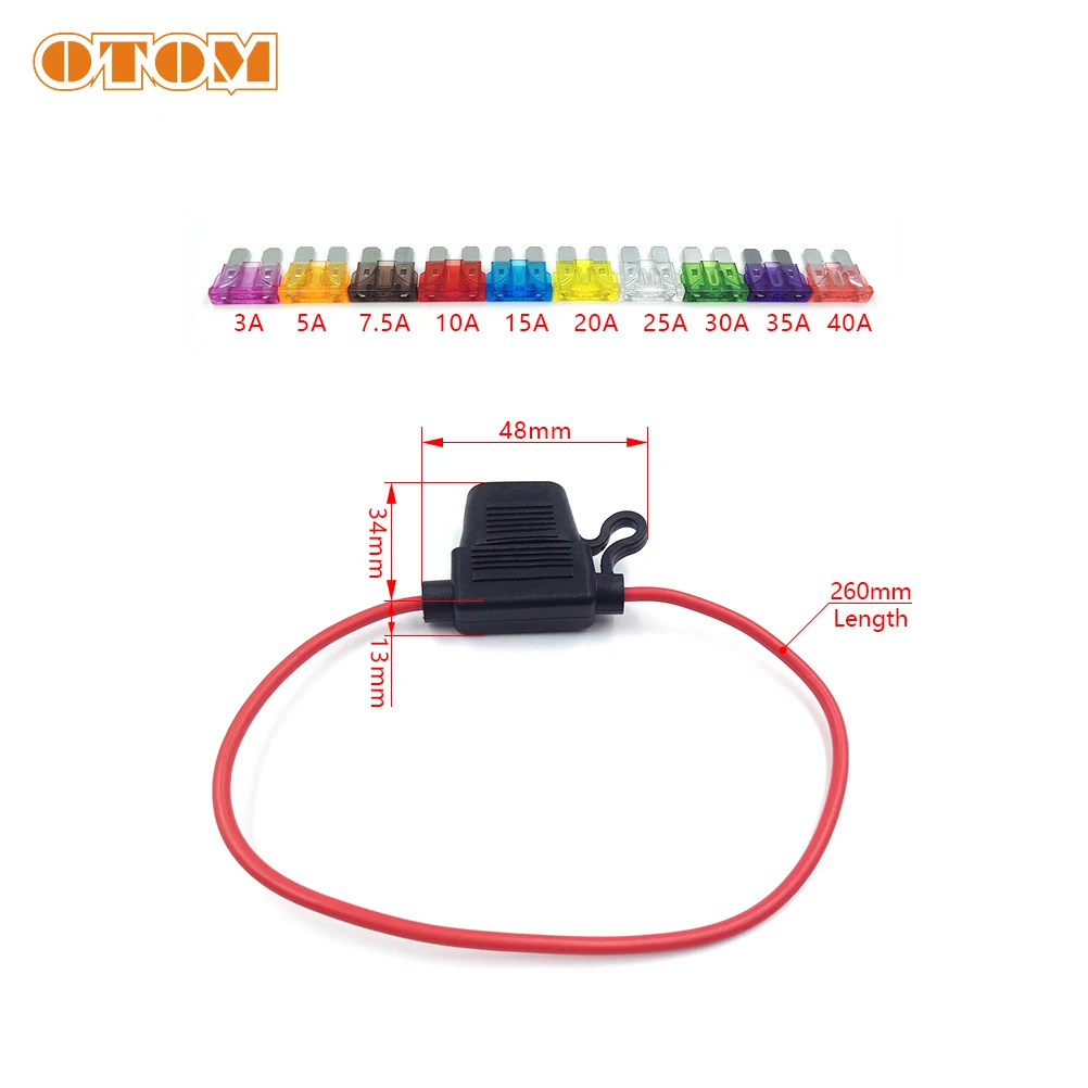 OTOM Motorcycle Fuse Set FUSES WIRE HARNESS 3A/5A/7.5A/10A/15A/20A/25A/30A/35A/40A With Box Clip Kit For Auto Car Truck Boat