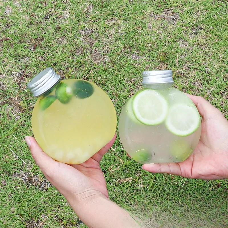 10Pcs 300ml Plastic ball Shape Bottles For Drinks Storage Containers Drinking Water Bottles Plastic Water Bottle With Lids Caps