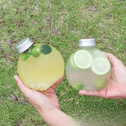10Pcs 300ml Plastic ball Shape Bottles For Drinks Storage Containers Drinking Water Bottles Plastic Water Bottle With Lids Caps