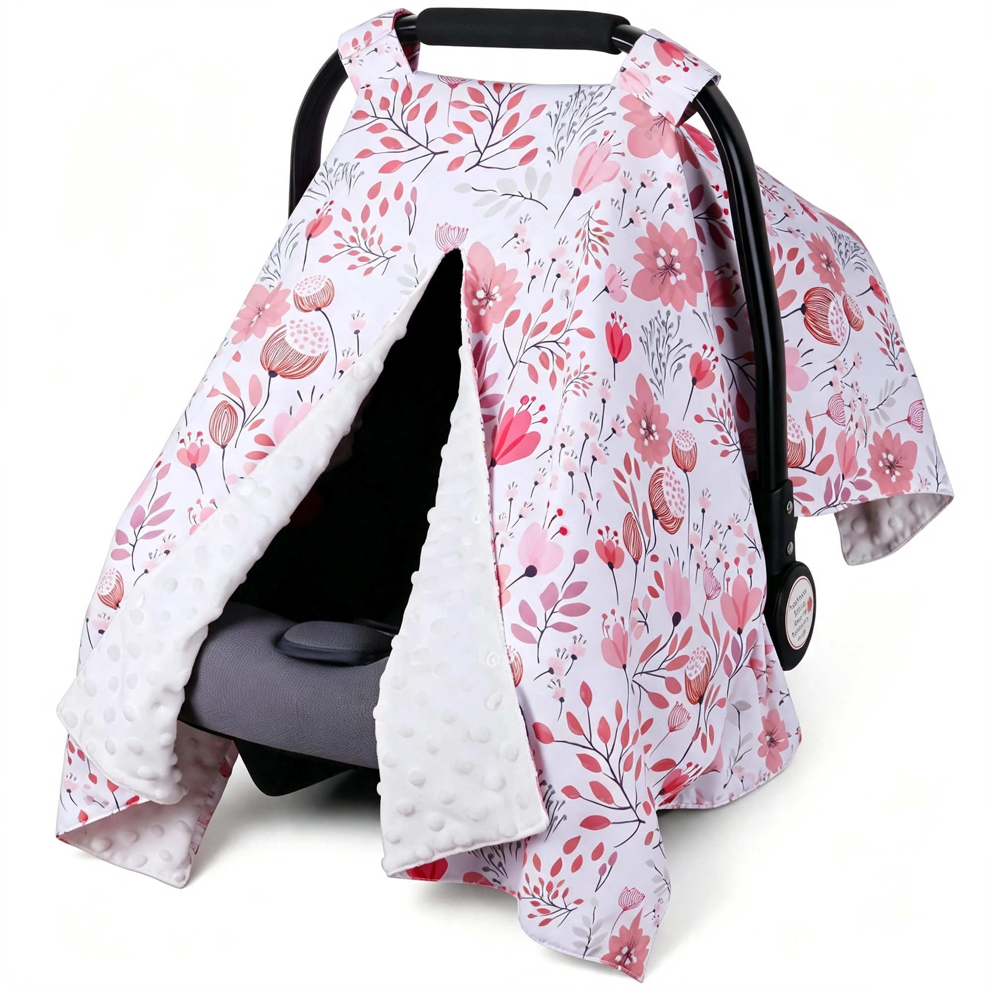 YIYIQCSJ Carseat Covers Girl, Minky Infant Car Seat Cover Winter, Peekaboo Opening Car Seat Canopy, Multi-use Carrier, Stroller, Nursing Cover