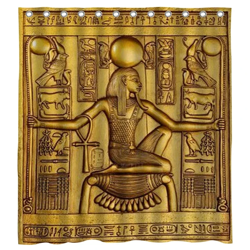 Mysteries Ancient Egypt Figures Egyptian Hieroglyphs Proverb Black Male Art Gold Stunning Sight Shower Curtains By Ho Me Lili