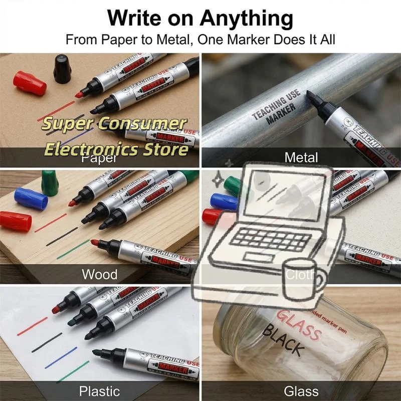 Waterproof Dual Tip Permanent Markers Oil Based Safe Ink Multi Surface For Metal Glass Wood Projects