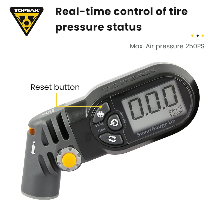 Topeak TSG-02 Electronic Tyre Pressure Gauge Road Bike Digital Smart Head Bicycle Tire Pump Gauge MTB Tire Pressure LCD Display