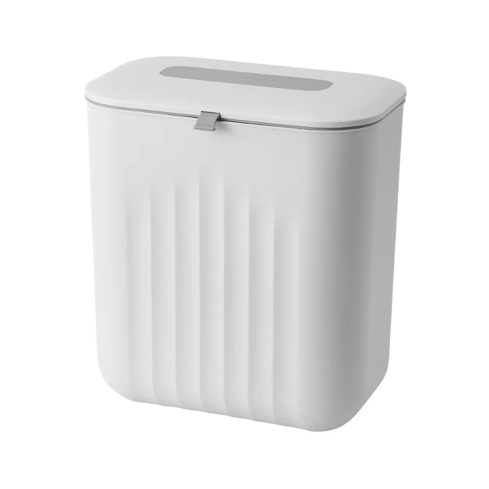 Trash Bin Without Punching Silicone Handle with Lid Two-way Opening Lid Wall-mounted PP Paper Basket Storage Tube Household Item