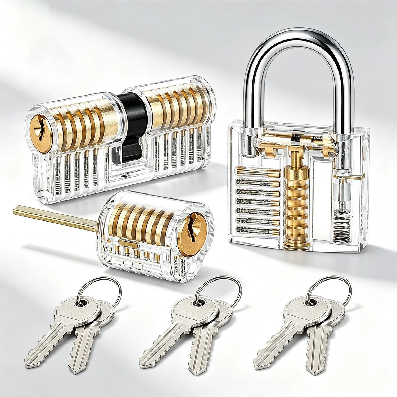 Transparent Lock Pick Training Aid Visible Cutaway Mini Practice Padlock Hasps for Locksmiths Furniture Hardware