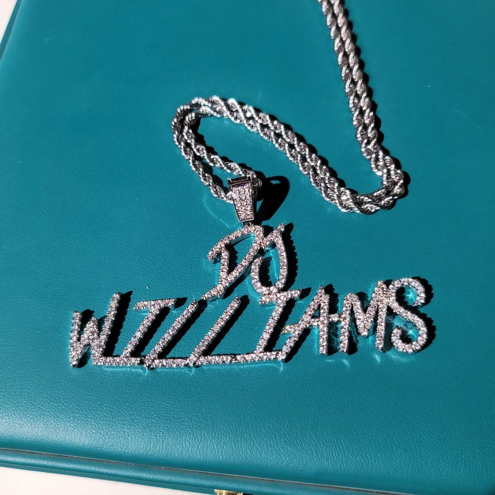 

Hip Hop Customized Name Necklace Cubic Zirconia Letters with Rope Chain Hip Hop Pendant For Men Women Jewelry