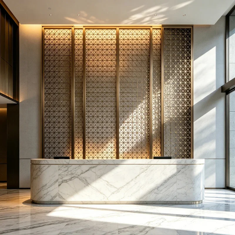 custom.OEM ODM Hotel Lobby Decorative Stainless Steel Laser Cut Screen Partition Modern Design Easy Installation Engineering
