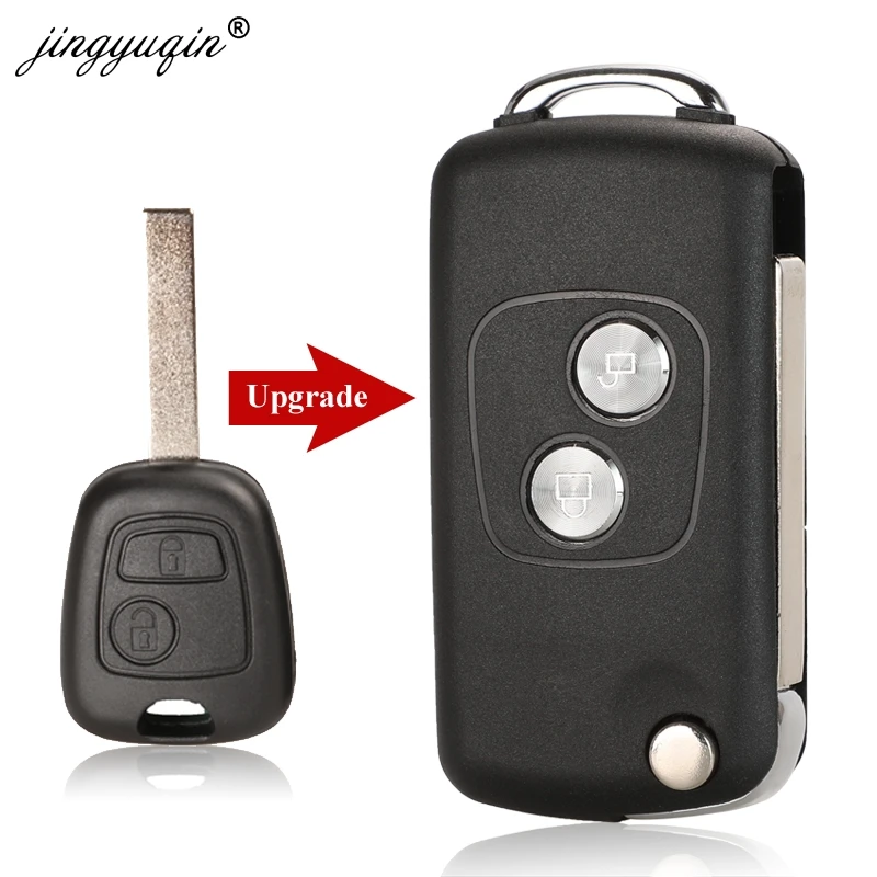 jingyuqin 20pcs 2 Buttons Modified Flip Car Key Case Shell For Citroen C1 C2 C3 Xsara Picasso For Peugeot 206 306 307 407 406