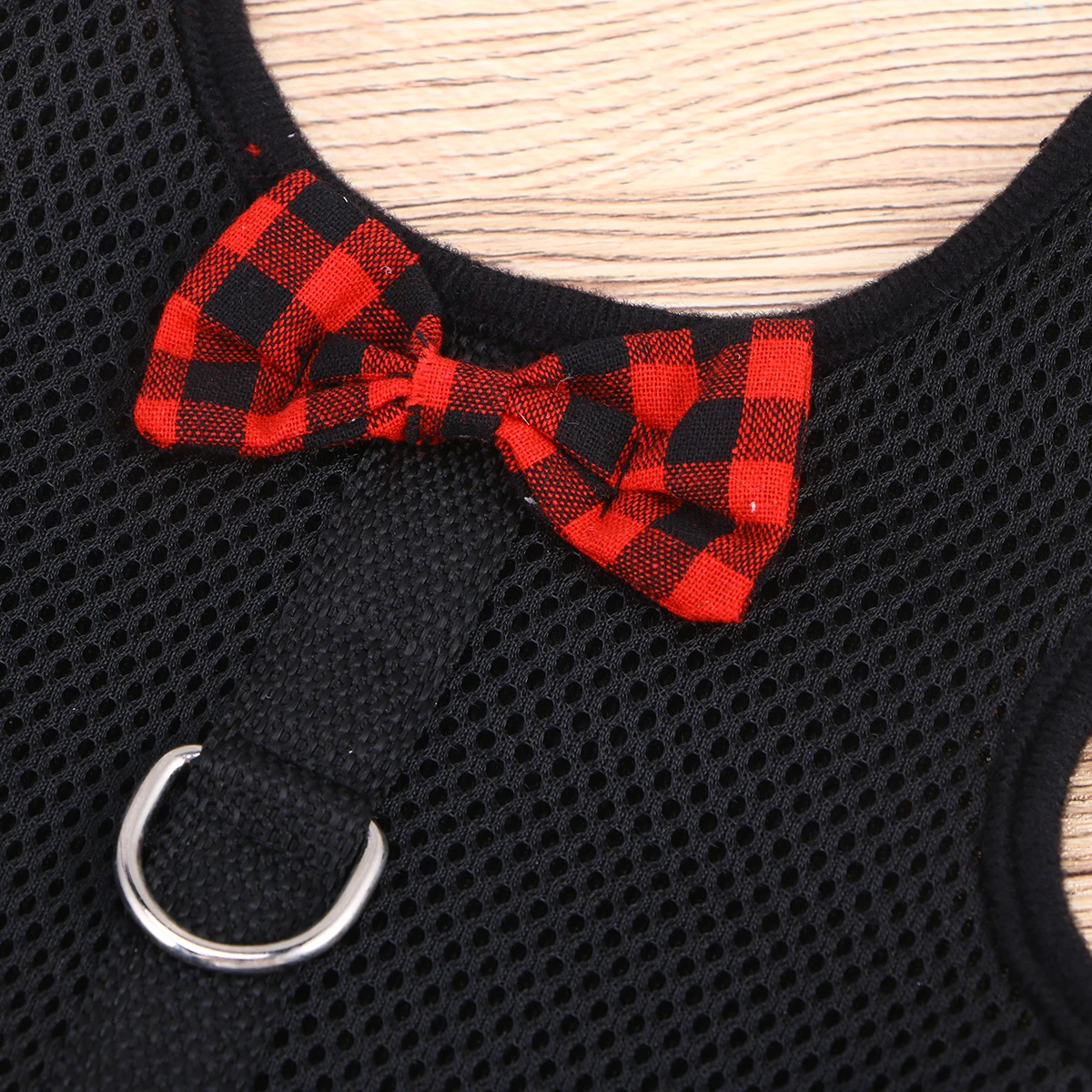 

Pet Breathable Mesh Harness Leash Small Animal Vest Bow Design Comfortable Lightweight Black Size Harness Supplies