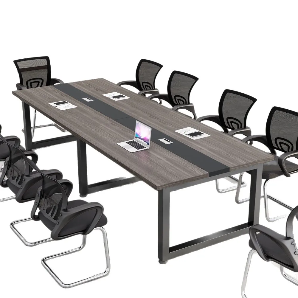 Conference ong table office desk and chair combination simple strip solid wood workbench conference room modern and simple