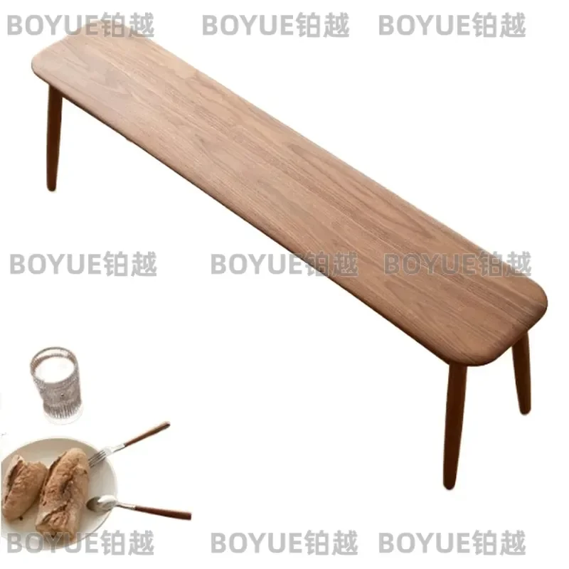 Solid North American Cherry Wood Bench Black Walnut Dining Chair Bedside Stool Entryway Seat for Small Apartment Bedroom