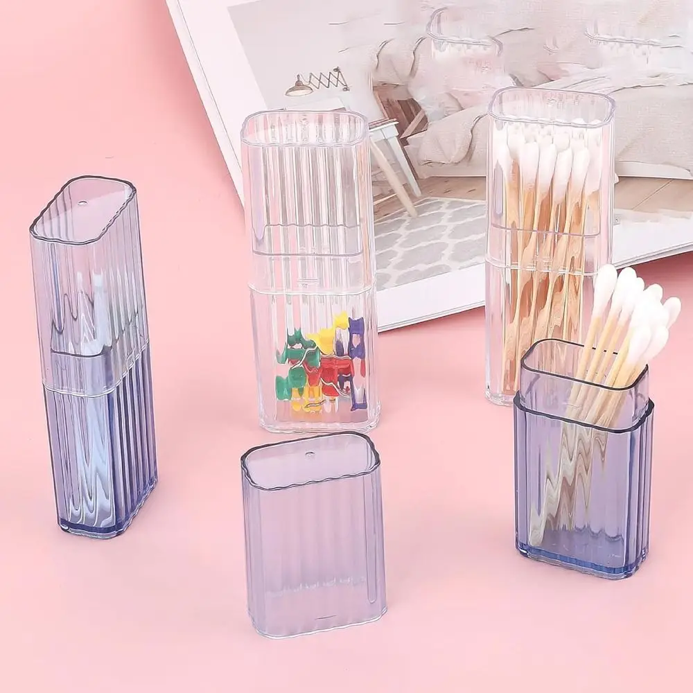 Plastic Travel Storage Case Storage Box Dust-proof Cotton Swab Holder Floss Container Toothpick Holder
