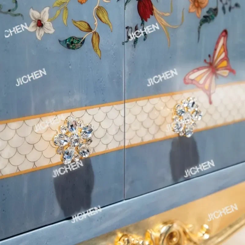 

JCX HS French Butterfly Decorative Cabinet European Bedroom Dresser Table Mirror Luxury Master Bedroom High-footed Locker