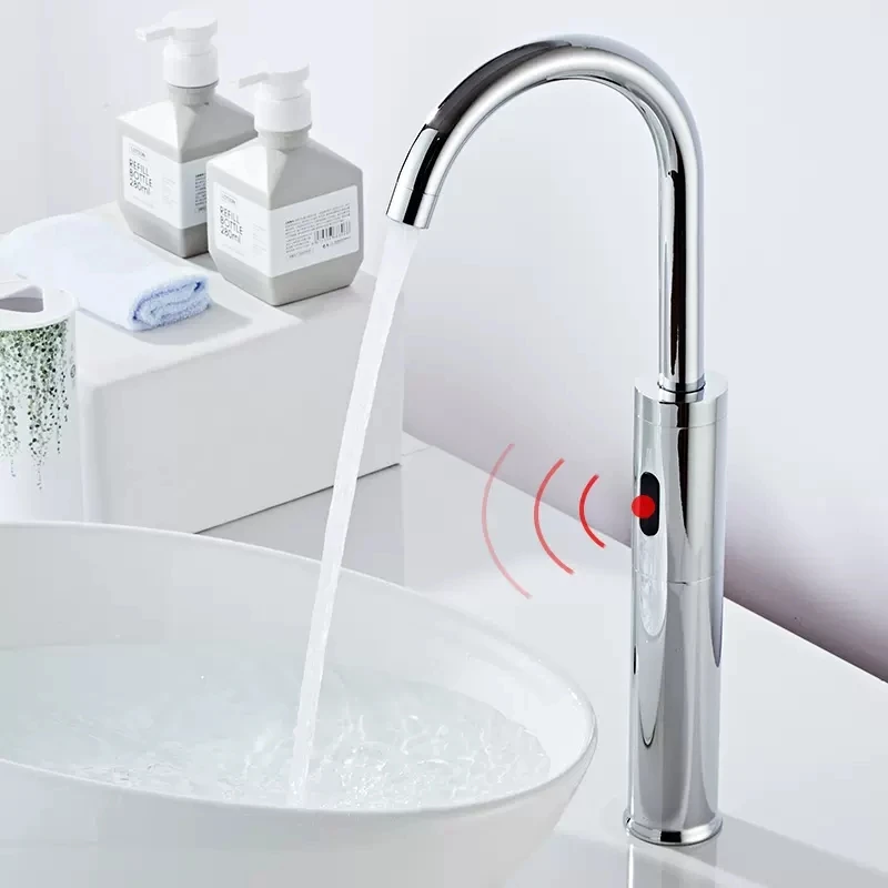 MTTUZK Brass Simplicity Deck Mounted Automatic Sensor Faucet Basin Touchless infrared Faucet Hot Cold Sensor Taps