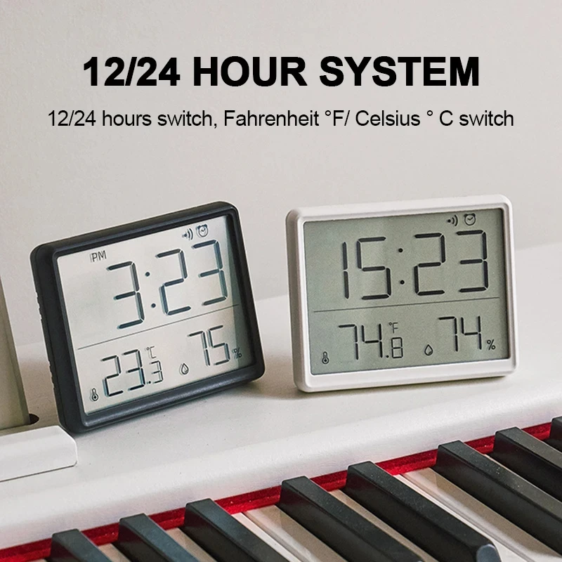 Ultra Thin Magnetic Digital Alarm Clock Large Screen Temperature Hygrometer Multifunctional Desk Wall Clock Home Office