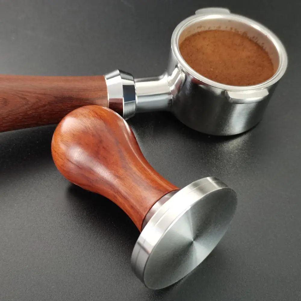 51/53.3/58mm Espresso Tamper Coffee Stainless Steel Distributor Tampers Accessories Solid Wood Handle For 51/54/58mm Portafilter