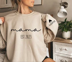 Sudadera de mamá personalizada con nombres de niños, sudadera de mamá personalizada, regalo para mamá, cuello redondo, regalo de cumpleaños