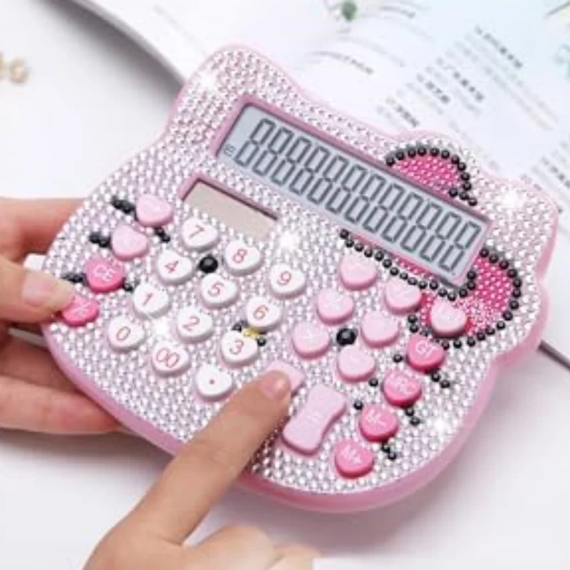 Hello Kitty Calculator and  Solar Calculator 12-Digit LCD Display Suitable for Adults and Children Solar and Battery Powered