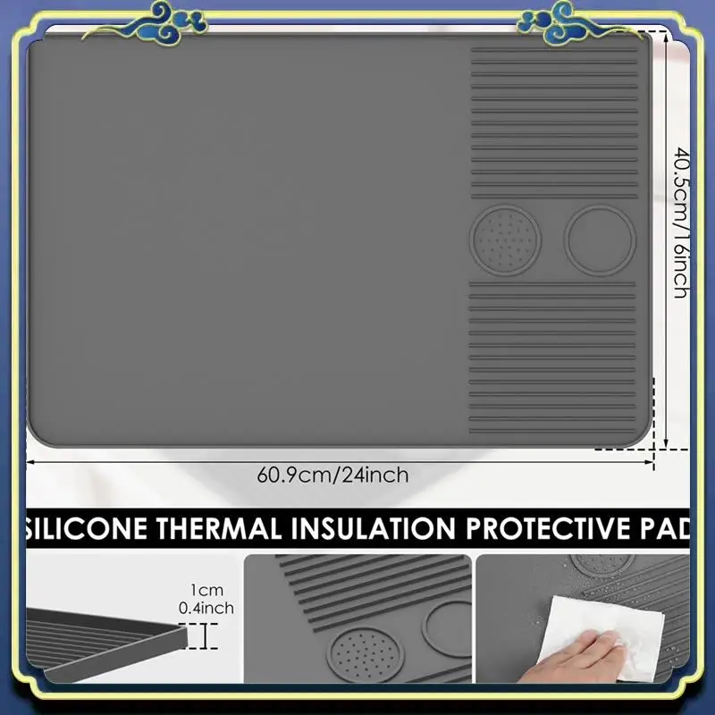 

A56P-Large Silicone Non-Slip Coffee Machine Mat, Heat & Shock Absorbing, Coffee Counter Mat 40.5X60.9Cm