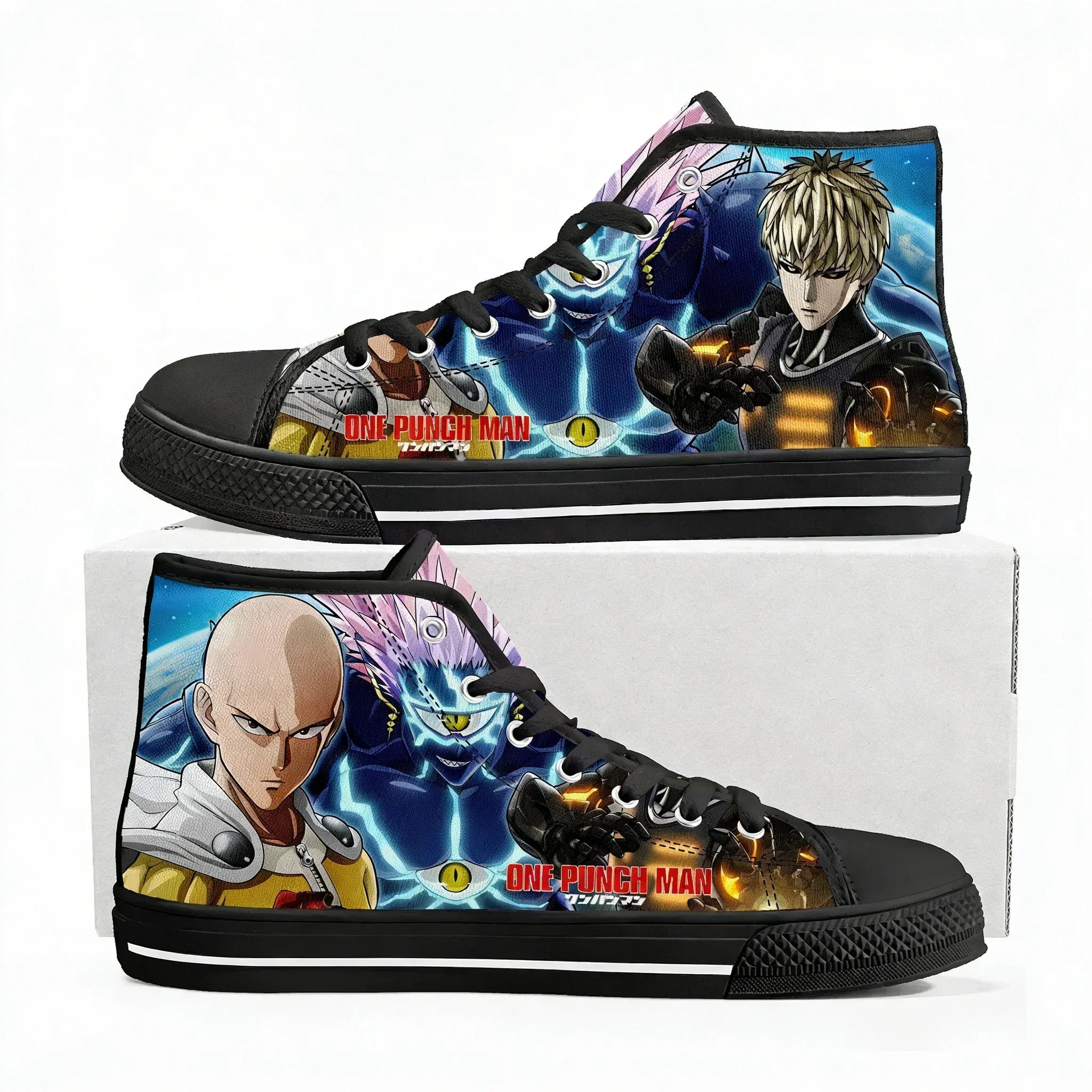

Кроссовки One Punch Man High Top для мужчин, женщин и подростков, высококачественные парусиновые кроссовки Saitama, повседневная обувь с рисунком аниме, изготовленная на заказ