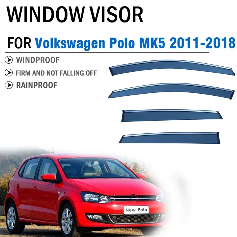 

Car Accessories FOR Volkswagen VW Polo mk5 2011-2018 Car Window Viosrs Deflector Visor Shade Sun Rain Guard Window Air Awnings